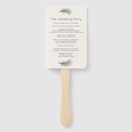 Poinsettia Pine Cones Holly Wedding Programme Handwaaier (Achterkant)