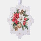 Poinsettia Pine Holly Kerstfoto Ornament Kaart (Links)