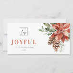 Poinsettia Pine Joyful Christmas Logo Business Feestdagenkaart<br><div class="desc">Als u nog meer aanpassingen nodig hebt,  kunt u mij op yellowfebstudio@gmail.com vrij klikken.</div>