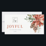Poinsettia Pine Joyful Kerstmis Logo Zakelijk Feestdagenkaart<br><div class="desc">Als je verdere aanpassingen nodig hebt,  neem dan gerust contact met me op via yellowfebstudio@gmail.com.</div>