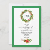Poinsettia & Pine Kerst Huwelijk Charm QR Code Kaart (Voorkant)