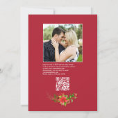 Poinsettia & Pine Kerst Huwelijk Charm QR Code Kaart (Achterkant)