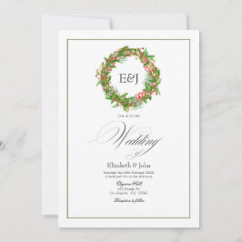 Poinsettia & Pine Kerst Huwelijk Charme QR Code Kaart