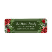 Poinsettia Pinecone Groene Spruce Etiket (Voorkant)