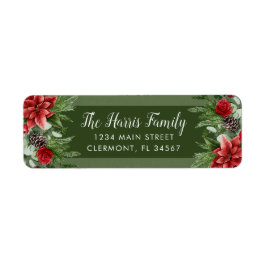 Poinsettia Pinecone Groene Spruce Etiket