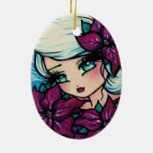 Poinsettia Pixie Fantasy Art van Hannah Lynn Keramisch Ornament (Achterkant)