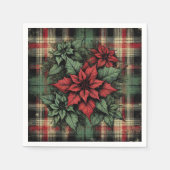 Poinsettia Plaid Stof Grunge Art Decoupage Servet (Voorkant)