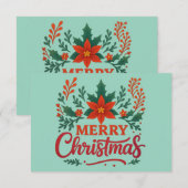 Poinsettia Prettig Kerstfeest Kerstkaart Kaart (Voorkant / Achterkant)