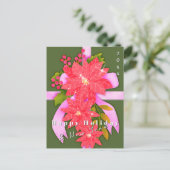 Poinsettia Prettig Nieuwjaar Groene Feestdagen (Staand voorkant)