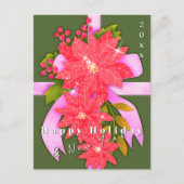 Poinsettia Prettig Nieuwjaar Groene Feestdagen (Voorkant)