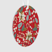 Poinsettia red background wintervakantie ornament (voorkant)