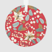 Poinsettia red background wintervakantie ornament (achterkant)