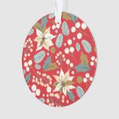 Poinsettia red background wintervakantie ornament (voorkant)