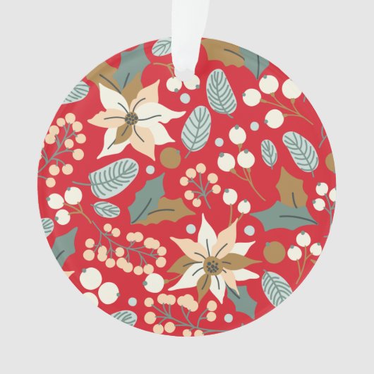 Poinsettia red background wintervakantie ornament (voorkant)