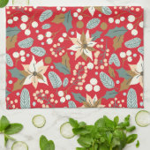 Poinsettia red background wintervakantie theedoek (Gevouwen)