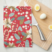 Poinsettia red background wintervakantie theedoek (Quarter Fold)