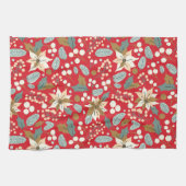 Poinsettia red background wintervakantie theedoek (Horizontaal)