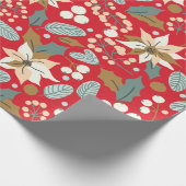 Poinsettia red background wintervakantie wrapping cadeaupapier (Hoek)
