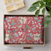 Poinsettia red background wintervakantie wrapping tissuepapier (Geschenk)