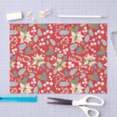 Poinsettia red background wintervakantie wrapping tissuepapier (Craft)