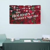 Poinsettia Red Berries Holiday Photo Banner (Beurs)