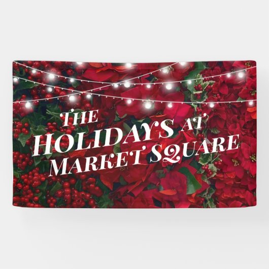 Poinsettia Red Berries Holiday Photo Banner (Horizontaal)