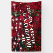 Poinsettia Red Berries Holiday Photo Banner (Verticaal)