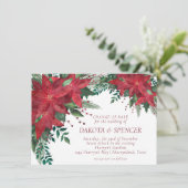 Poinsettia Red en Green Kerstmis bruiloft Kaart (Staand voorkant)