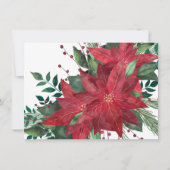 Poinsettia Red en Green Kerstmis bruiloft Kaart (Achterkant)