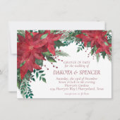 Poinsettia Red en Green Kerstmis bruiloft Kaart (Voorkant)