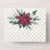 Poinsettia red Gold White party bewerkt  All In One Uitnodiging (Achterkant)