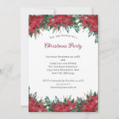 Poinsettia Red Green Holiday kerst Uitnodiging (Voorkant)