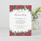 Poinsettia Red Green Holiday kerst Uitnodiging (Staand voorkant)