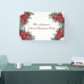 Poinsettia Red Green Holiday Kerstfeest Spandoek (Beurs)