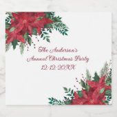 Poinsettia Red Green Holiday Kerstfeest Sparkling Wijnetiket (Enkel label)