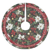 Poinsettia Red Green Pine Feestelijke woorden Kers Kerstboom Rok (Voorkant)