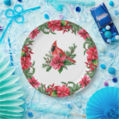 Poinsettia Red Kardinaal kerstfeest Papieren Bordje (Feest)