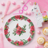 Poinsettia Red Kardinaal kerstfeest Papieren Bordje (Feest)