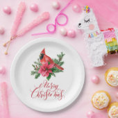 Poinsettia Red Kardinaal kerstfeest Papieren Bordje (Feest)