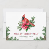 Poinsettia Red Kardinaal kerstgroet Feestdagenkaart (Voorkant)