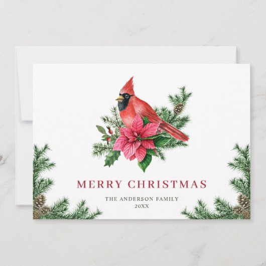 Poinsettia Red Kardinaal kerstgroet Feestdagenkaart (Voorkant)