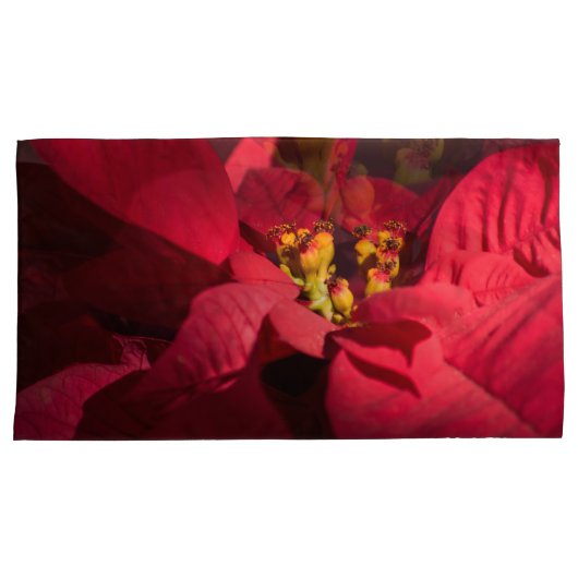 Poinsettia red kerstflower kussensloop (Voorkant-Rechts)