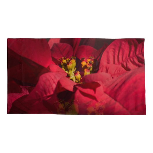 Poinsettia red kerstflower kussensloop (Achterkant-Links)