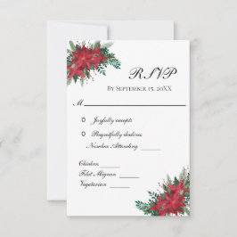 Poinsettia Red Kerstwinter Weddenschap RSVP-kaart RSVP Kaartje