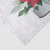 Poinsettia Red Silver Confetti Kerstmis Tissuepapier (Detail)