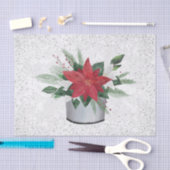 Poinsettia Red Silver Confetti Kerstmis Tissuepapier (Craft)