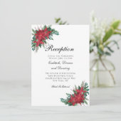Poinsettia Red Wedding Reception Enclosure Card Informatiekaartje (Staand voorkant)