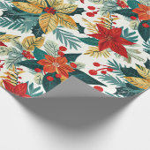 Poinsettia Retro Feestelijk Kerstinpakpapier Cadeaupapier (Hoek)