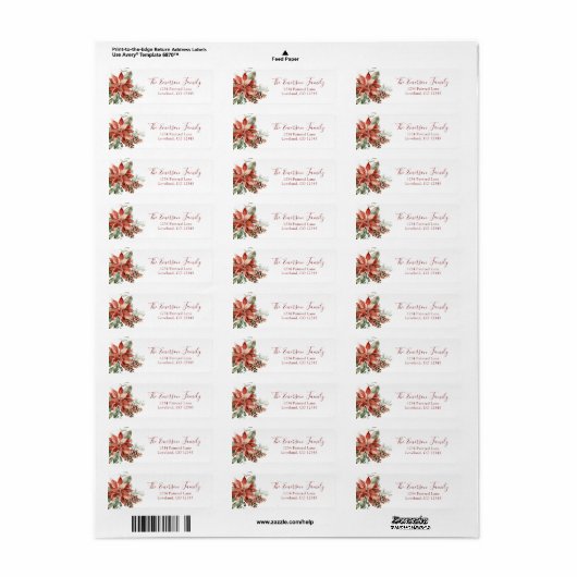 Poinsettia Return Address Label (Full Sheet)