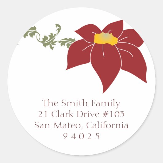 Poinsettia Return Address Label (Voorkant)